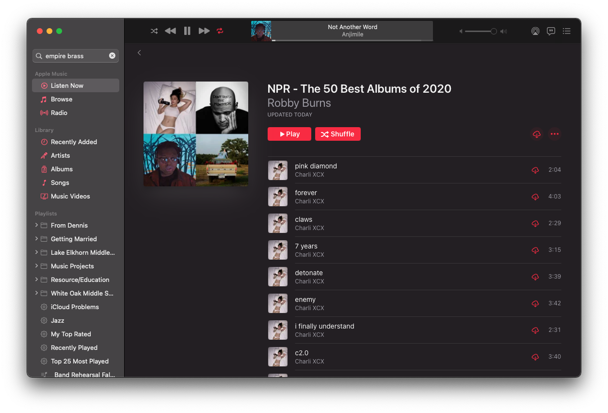 NPR's The 50 Best Albums Of 2020 an Apple Music Playlist — Robby Burns